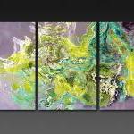 Large Abstract Triptych Art Print On Gallery Wrap..