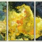 Triptych Abstract Giclee On Canvas With Gallery..