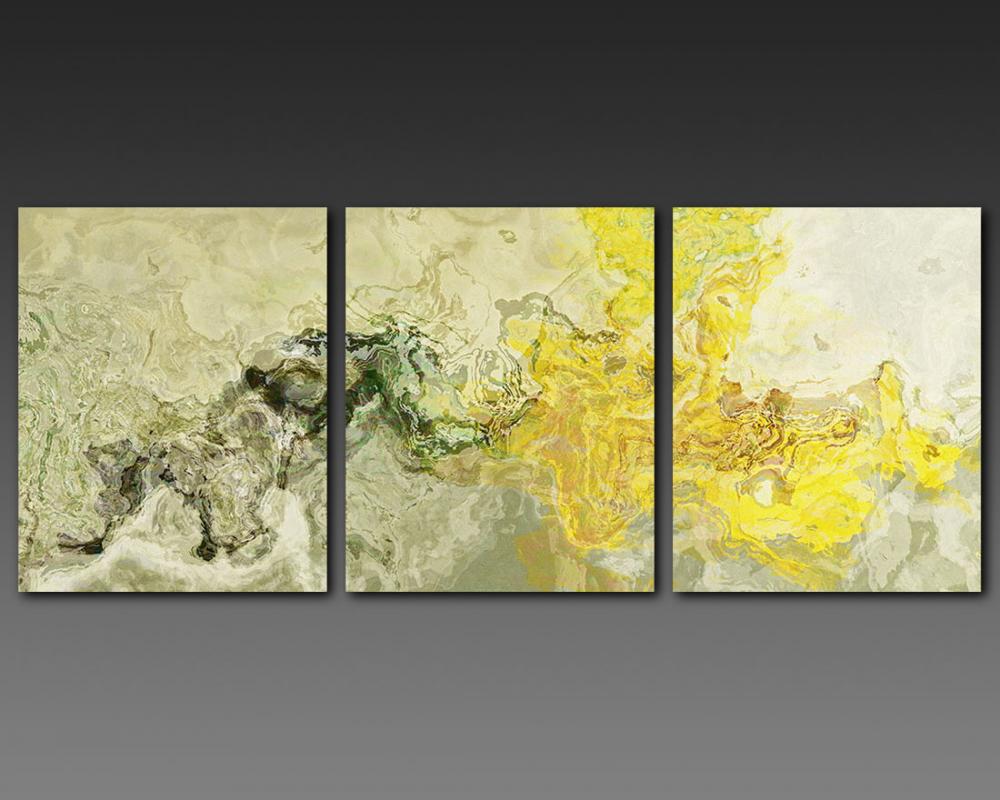 Large Triptych Giclee Print On Gallery Wrap Canvas, 20x48, Abstract Art, "fluid Mechanics"