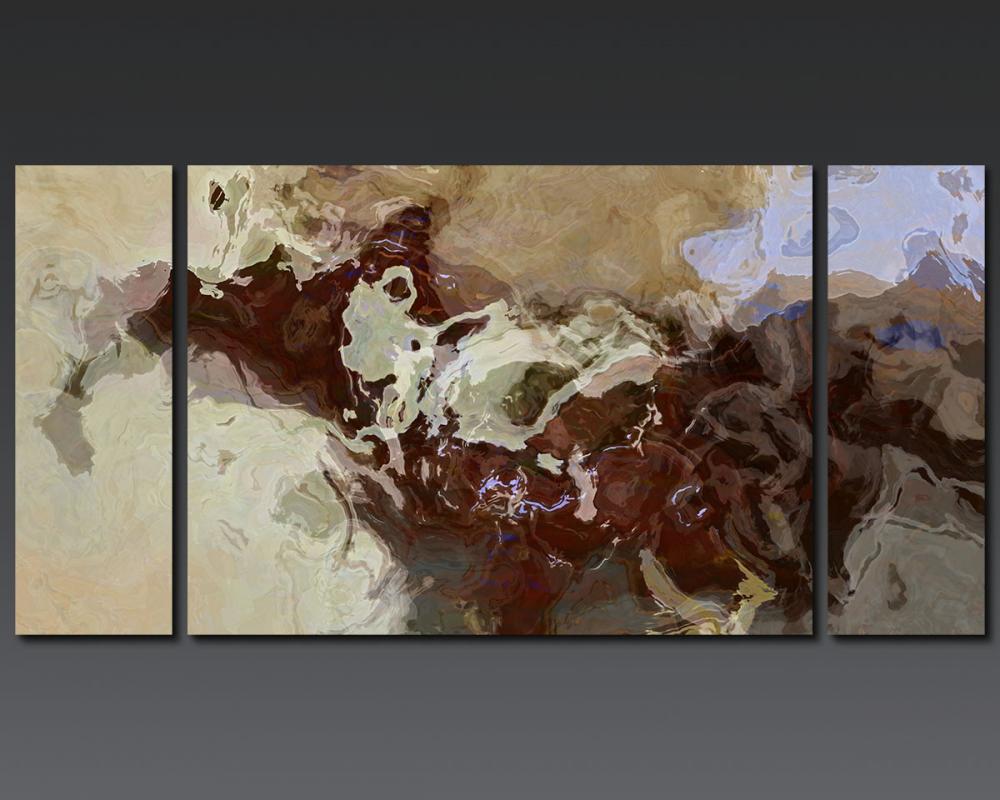 Large Triptych Giclee Print On Gallery Wrap Canvas, 30x60, Abstract Art In Neutral Tones With Deep Maroon, "later Than You